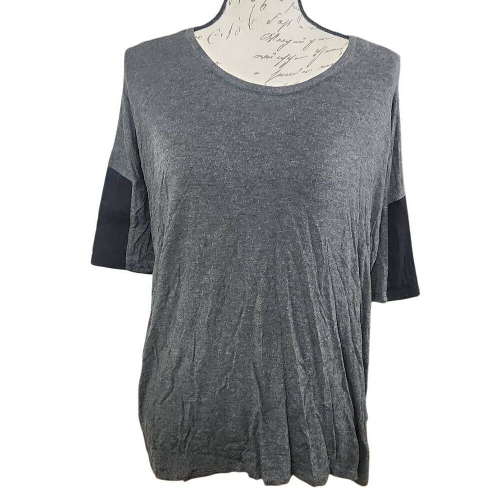 Laundry by Shelli Segal Women's Size Small Gray Black Quilted Sleeve Top